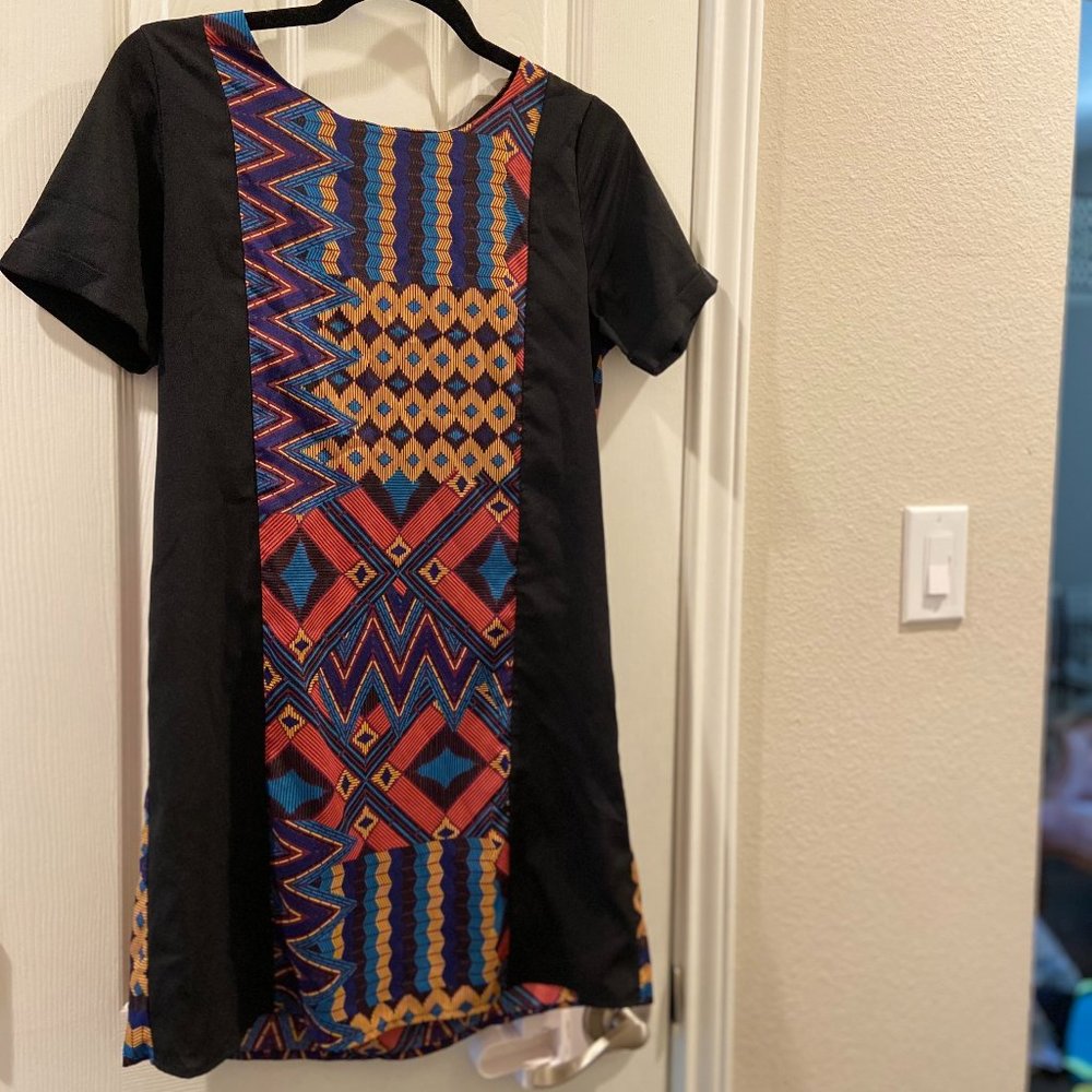 Above the knee graphic print dress